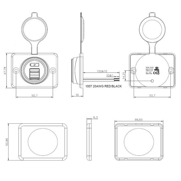 USB punjač USB-A 2x, 5V, 4.2A, površinski, MY1236 - Slika 3