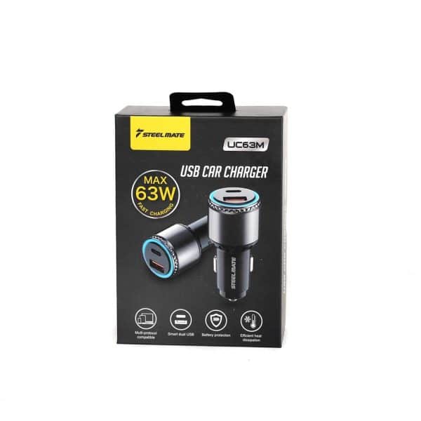 Auto punjač ,USB-C + USB-A, 63W, UC63M - Slika 2