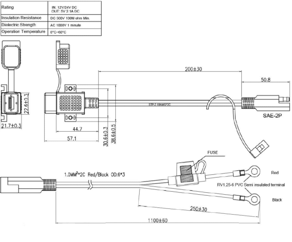 USB punjač USB-A , 5V, 2.1A, integriran u kućište za montažu, MY1115 - Slika 5