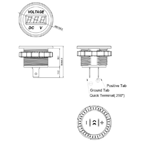Voltmetar, 6-30V, plava LED dioda, MY1082 - Slika 6