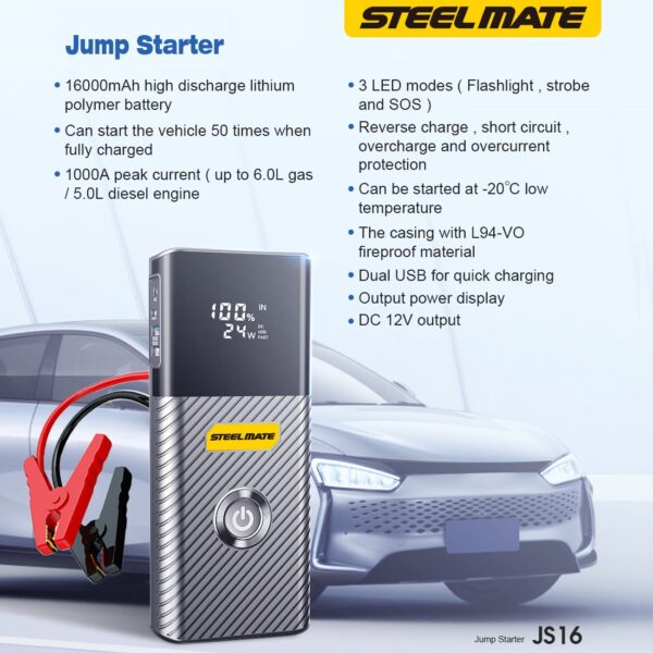 Jump starter kit 16.000 mAh JS16 - Slika 4